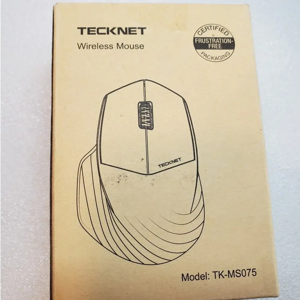 TECKNET Wireless Ergonomic Mouse 2.4G Blue Optical Mouse TK-MS075
